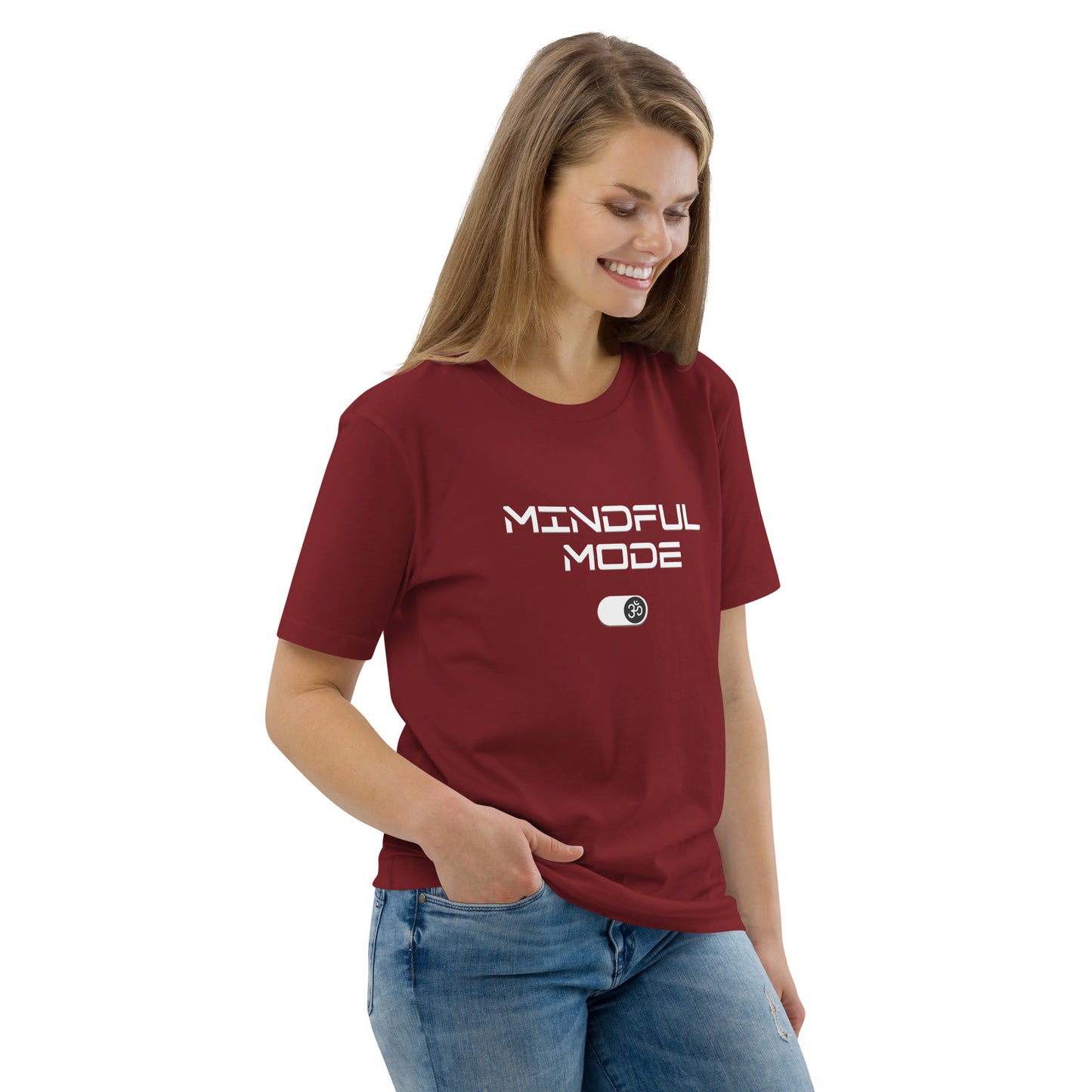 Unisex Organic Cotton T-Shirt - Eco-Friendly Minimalist Sustainable Tee 'Mindful Mode - OM'