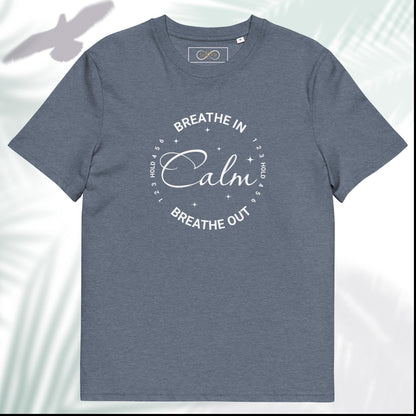 Unisex Organic Cotton T-Shirt - Eco-Friendly Minimalist Sustainable Tee 'Calm - Breathwork'