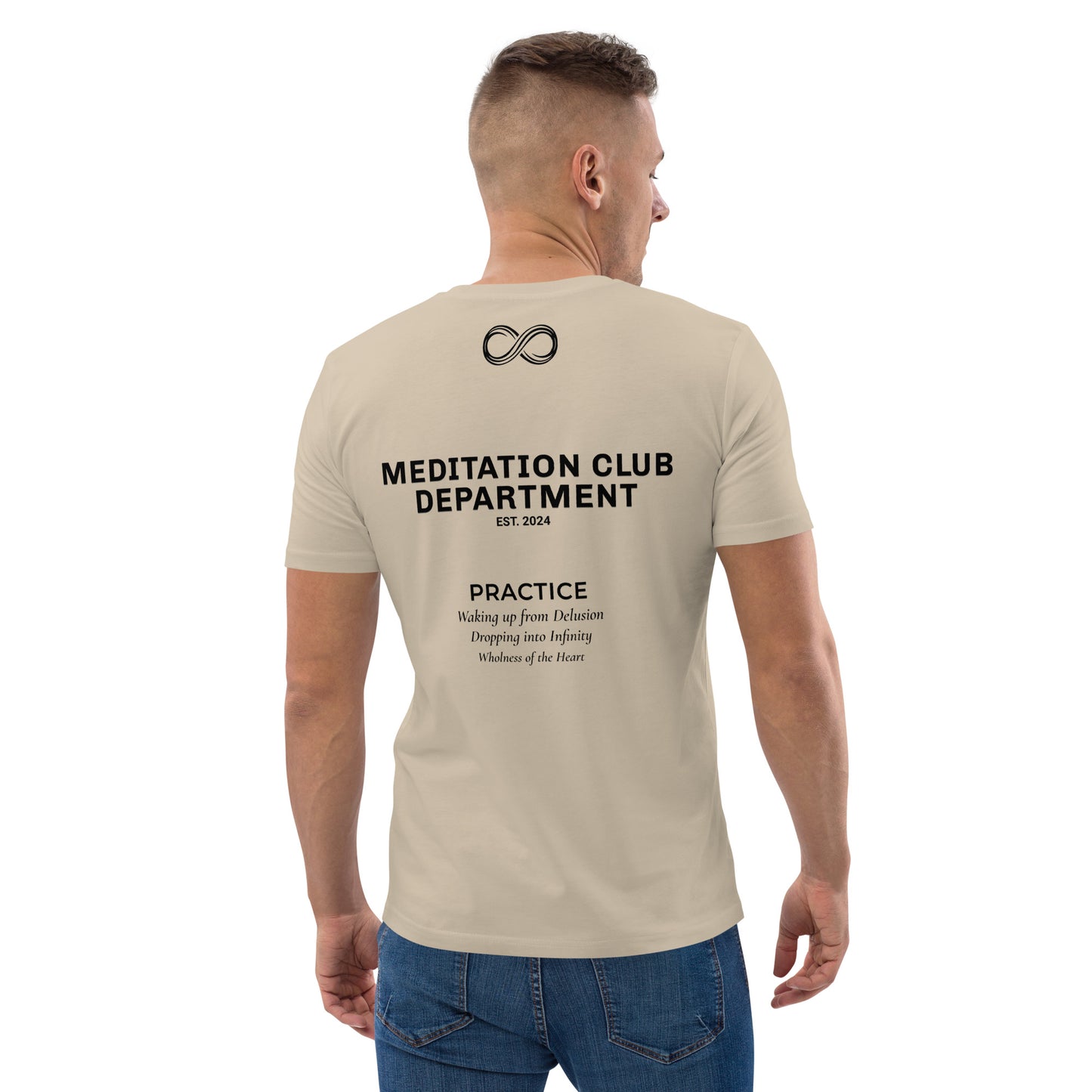 Unisex Organic Cotton T-Shirt - Eco-Friendly Minimalist Sustainable Tee 'Meditation Club Department'