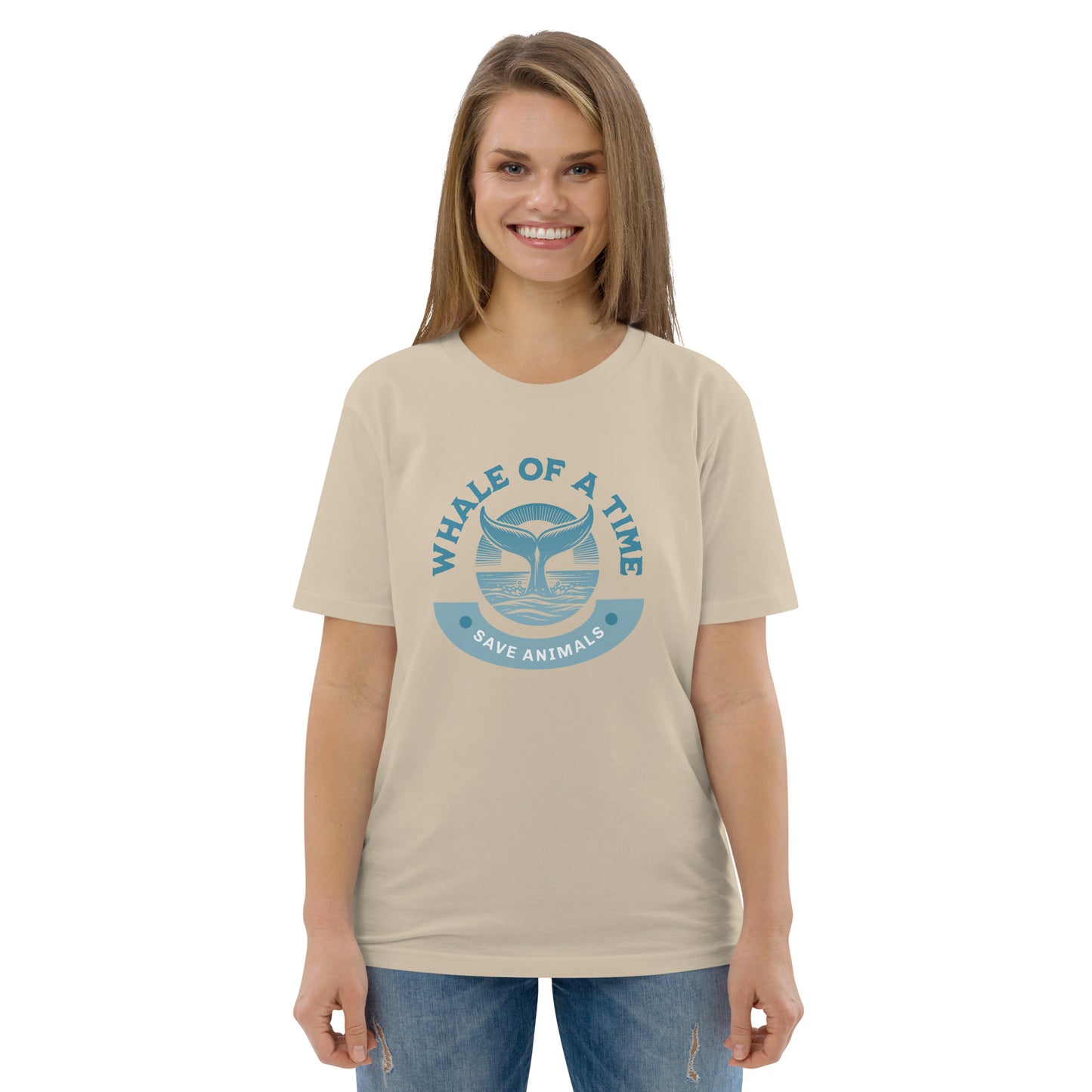 Unisex Organic Cotton T-Shirt - Eco-Friendly Minimalist Sustainable Tee 'Whale - Save Endangered Animals'