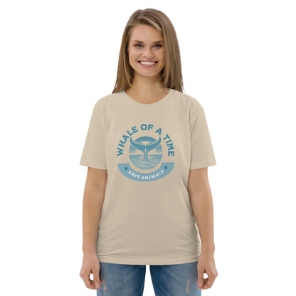 Unisex Organic Cotton T-Shirt - Eco-Friendly Minimalist Sustainable Tee 'Whale - Save Endangered Animals'