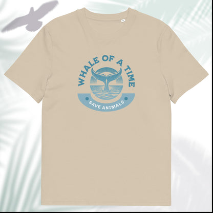 Unisex Organic Cotton T-Shirt - Eco-Friendly Minimalist Sustainable Tee 'Whale - Save Endangered Animals'