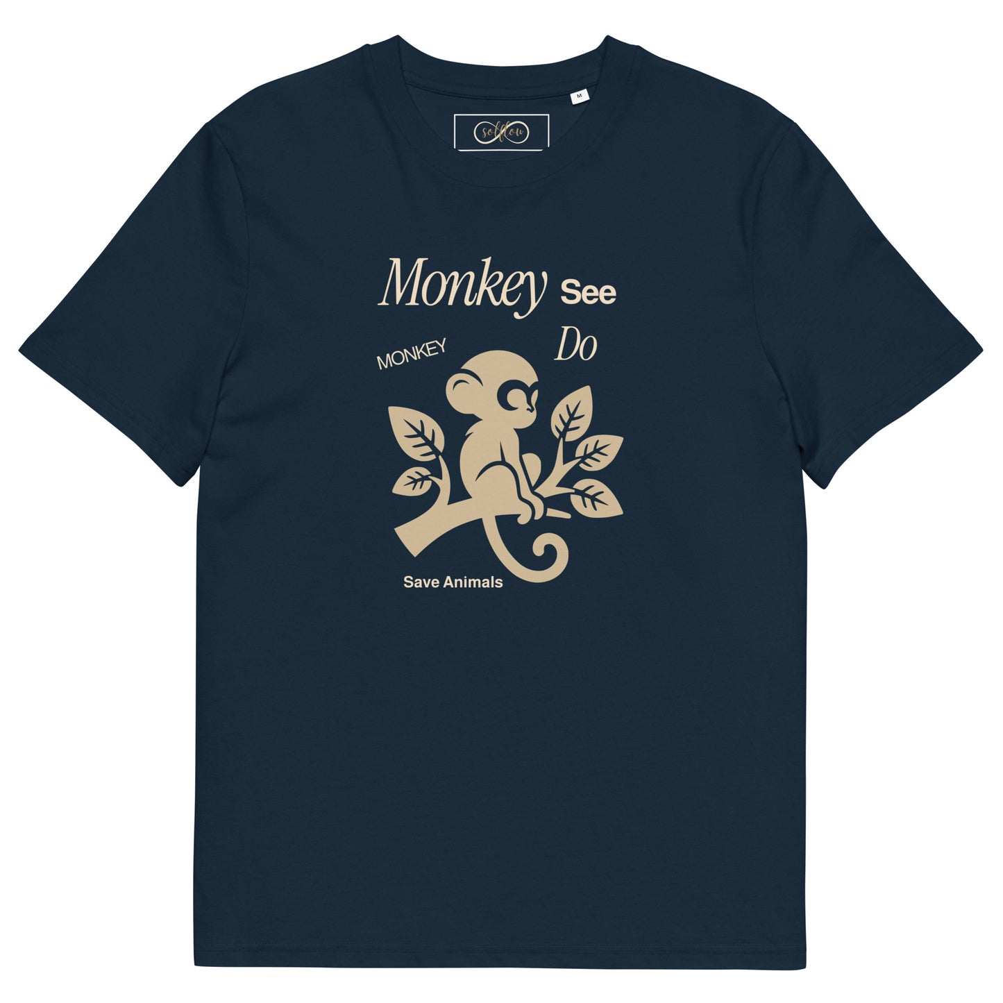 Unisex Organic Cotton T-Shirt - Eco-Friendly Minimalist Sustainable Tee 'Monkey -Save Animals'