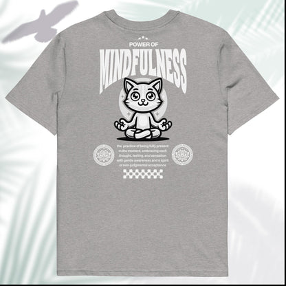 Unisex Organic Cotton T-Shirt - Eco-Friendly Minimalist Sustainable Tee 'Power of Mindfulness' White Print