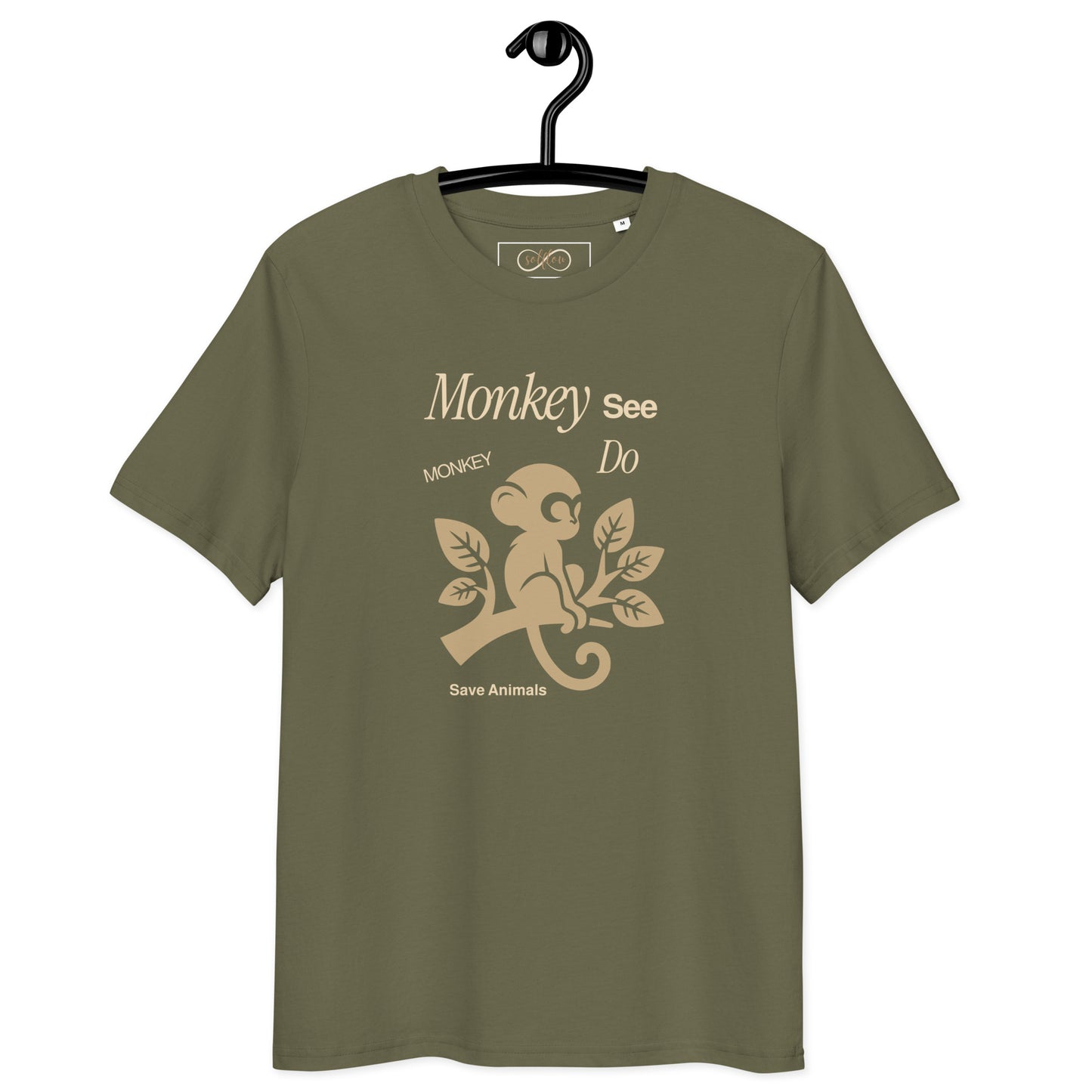 Unisex Organic Cotton T-Shirt - Eco-Friendly Minimalist Sustainable Tee 'Monkey -Save Animals'