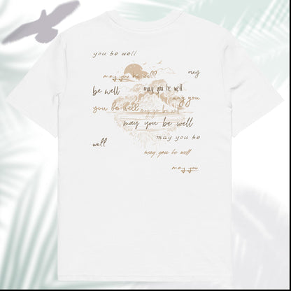 Unisex Organic Cotton T-Shirt - Eco-Friendly Minimalist Sustainable Tee 'Metta Wishes' Back Print