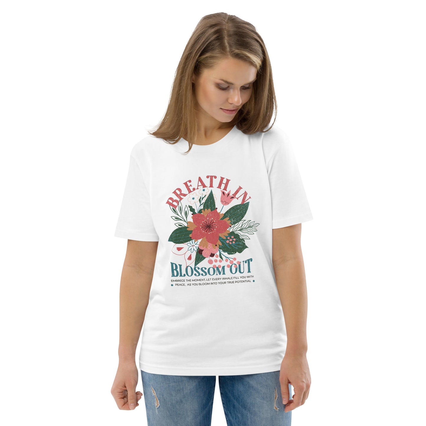 Unisex Organic Cotton T-Shirt - Eco-Friendly Minimalist Sustainable Tee 'Blossom Out'