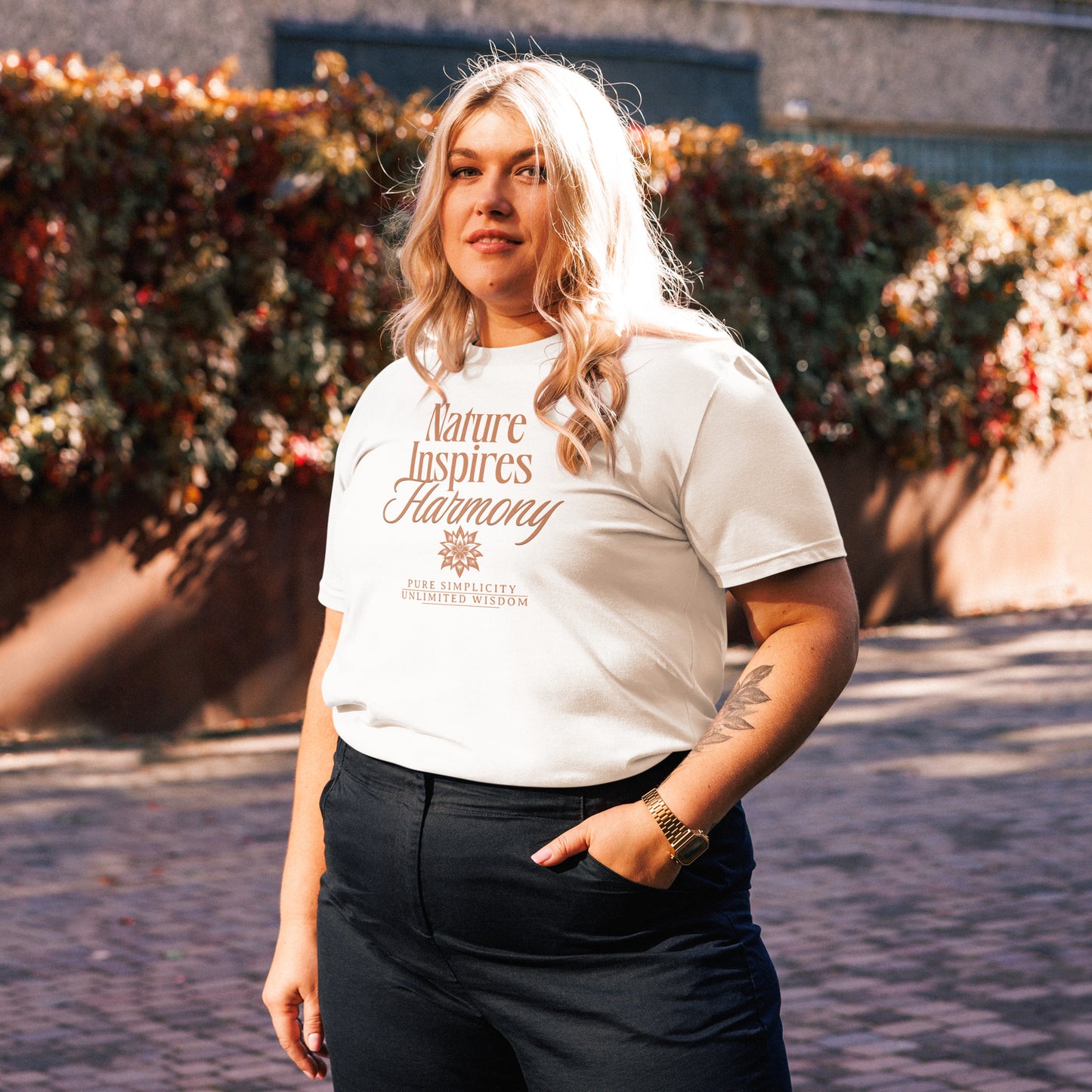 Unisex Organic Cotton T-Shirt - Eco-Friendly Minimalist Sustainable Tee 'Nature Inspires Harmony'