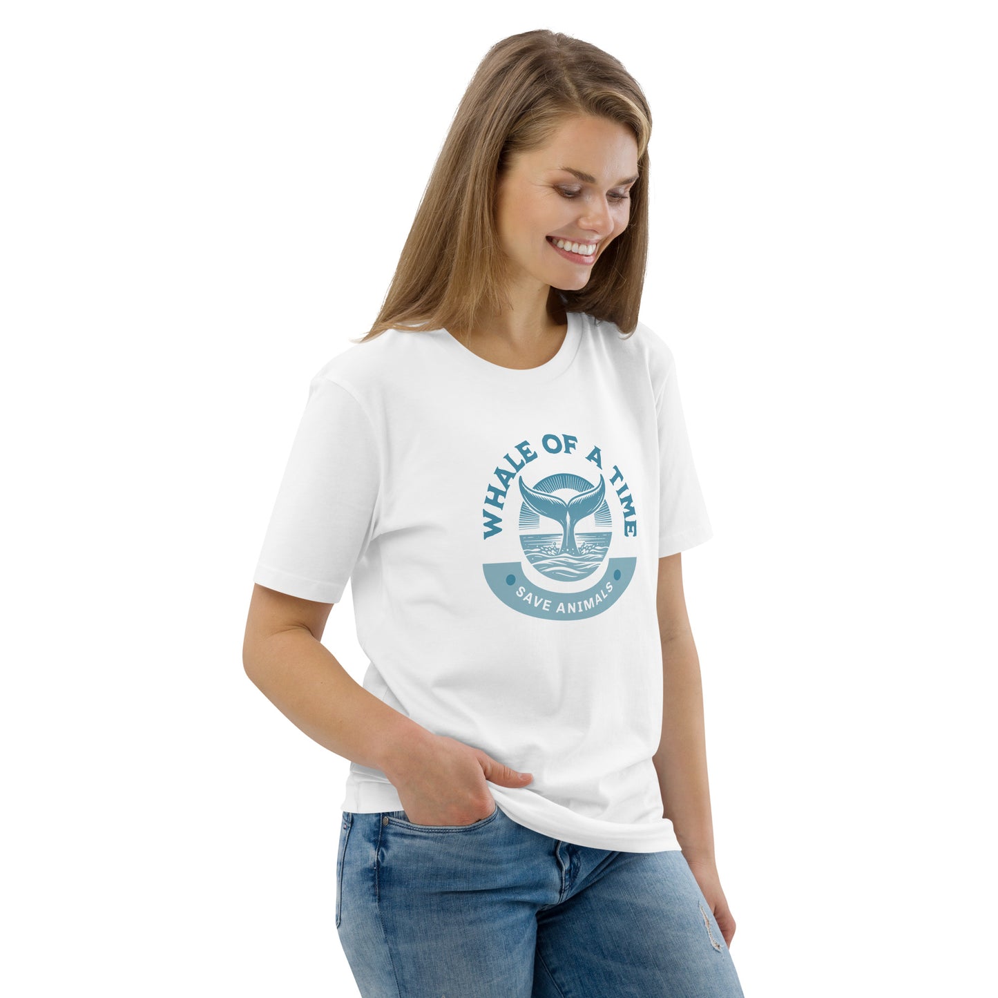 Unisex Organic Cotton T-Shirt - Eco-Friendly Minimalist Sustainable Tee 'Whale - Save Endangered Animals'