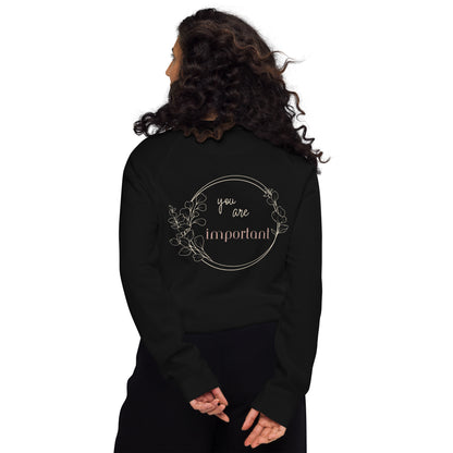 Unisex Organic Cotton Raglan Sweatshirt - Eco-Friendly Minimalist Fleece Pullover 'You Are Important'