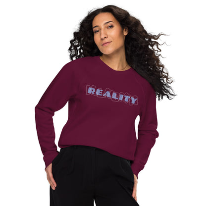 Unisex Organic Cotton Raglan Sweatshirt - Eco-Friendly Minimalist Pullover 'Reality'