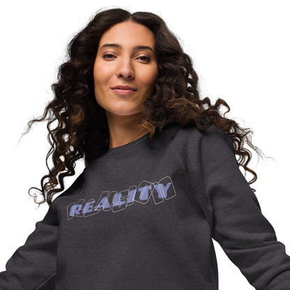 Unisex Organic Cotton Raglan Sweatshirt - Eco-Friendly Minimalist Pullover 'Reality'