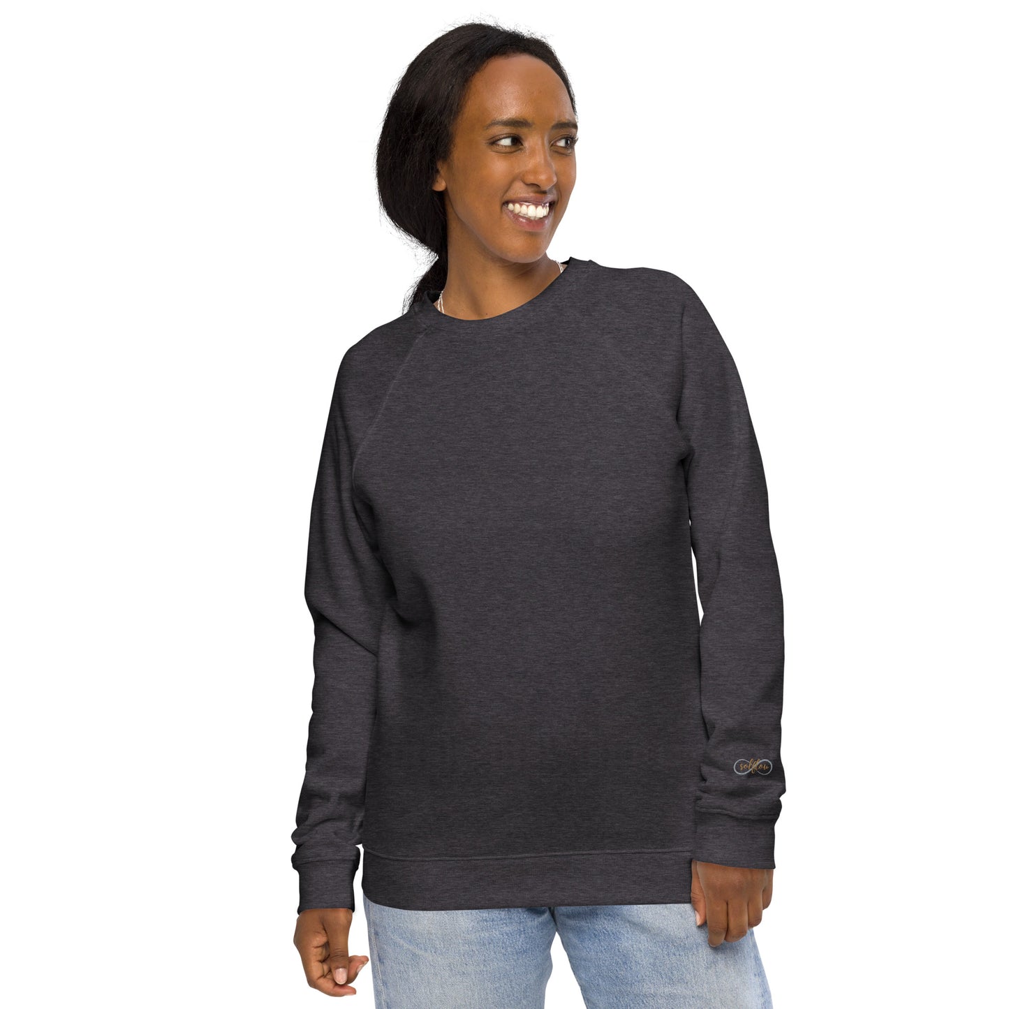 Unisex Organic Cotton Raglan Sweatshirt - Eco-Friendly Minimalist Pullover 'Walk Away'