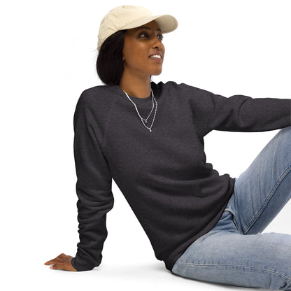 Unisex Organic Cotton Raglan Sweatshirt - Eco-Friendly Minimalist Pullover 'Walk Away'