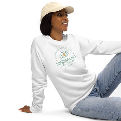 Unisex Organic Cotton Raglan Sweatshirt - Eco-Friendly Minimalist Fleece Pullover 'Minimalist Clubwear'