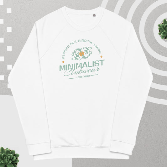 Unisex Organic Cotton Raglan Sweatshirt - Eco-Friendly Minimalist Fleece Pullover 'Minimalist Clubwear'