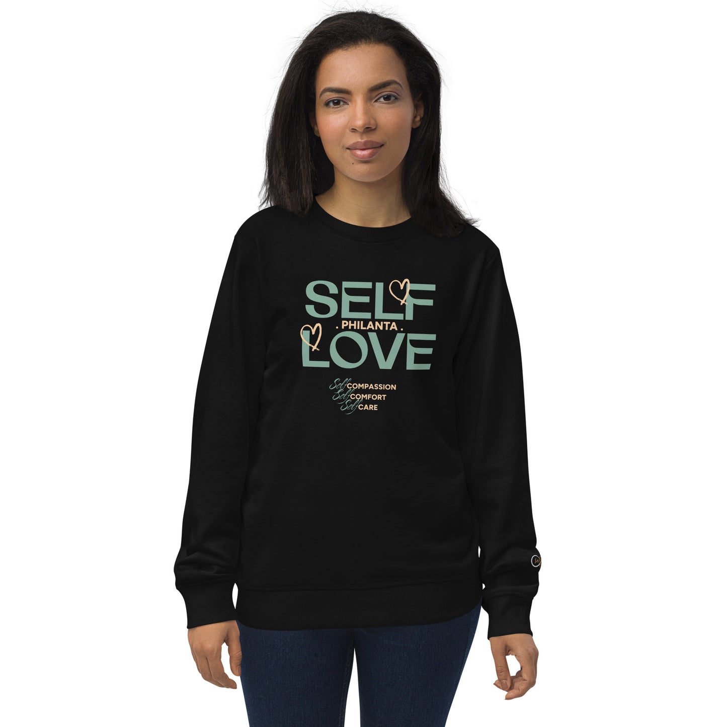 Unisex Organic Cotton Sweatshirt - Minimalist Eco-Friendly Sustainable Pullover 'Self Love'