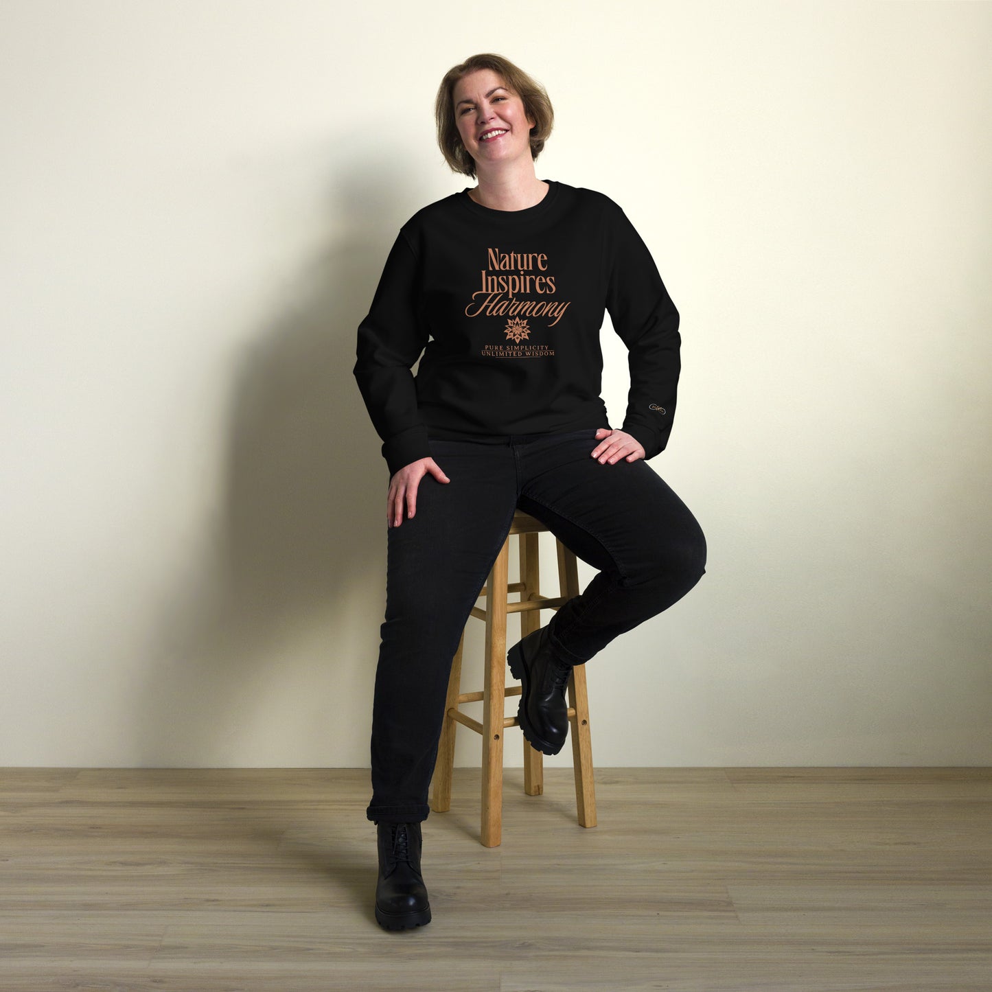 Unisex Organic Cotton Sweatshirt - Minimalist Eco-Friendly Sustainable 'Nature Inspires Harmony'