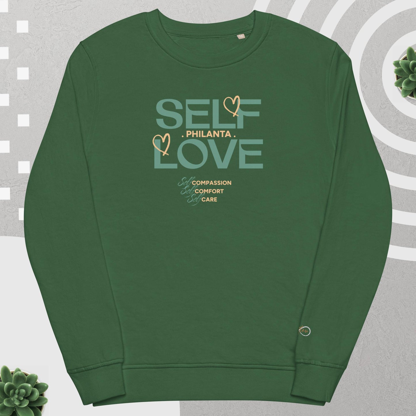 Unisex Organic Cotton Sweatshirt - Minimalist Eco-Friendly Sustainable Pullover 'Self Love'