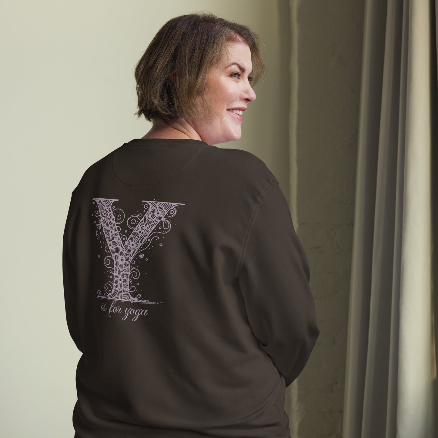 Unisex Organic Cotton Sweatshirt - Minimalist Eco-Friendly Sustainable 'Y is For Yoga'