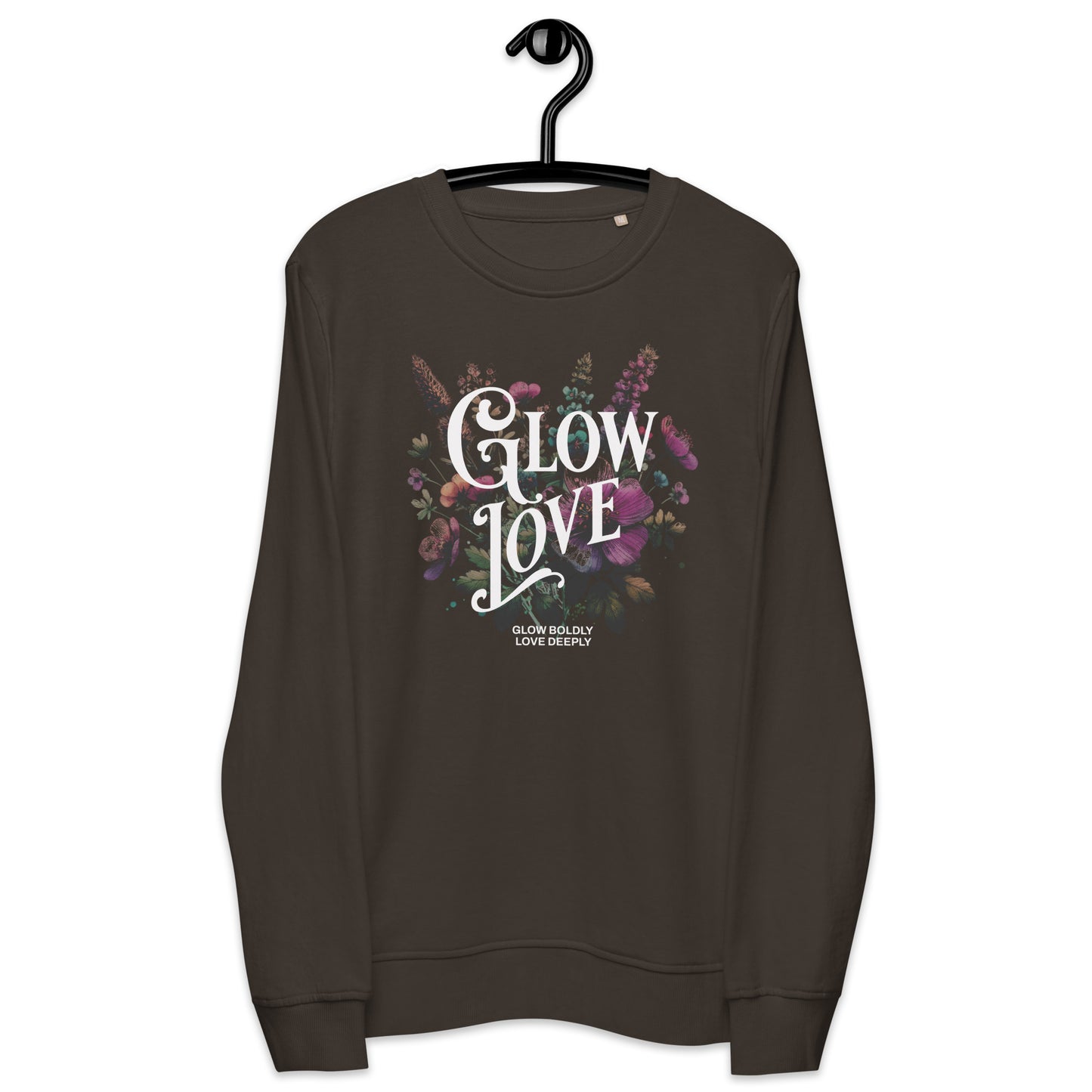 Unisex Organic Cotton Sweatshirt - Minimalist Eco-Friendly Sustainable 'Glow Love'