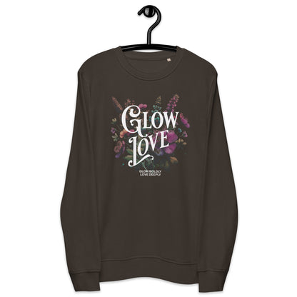 Unisex Organic Cotton Sweatshirt - Minimalist Eco-Friendly Sustainable 'Glow Love'