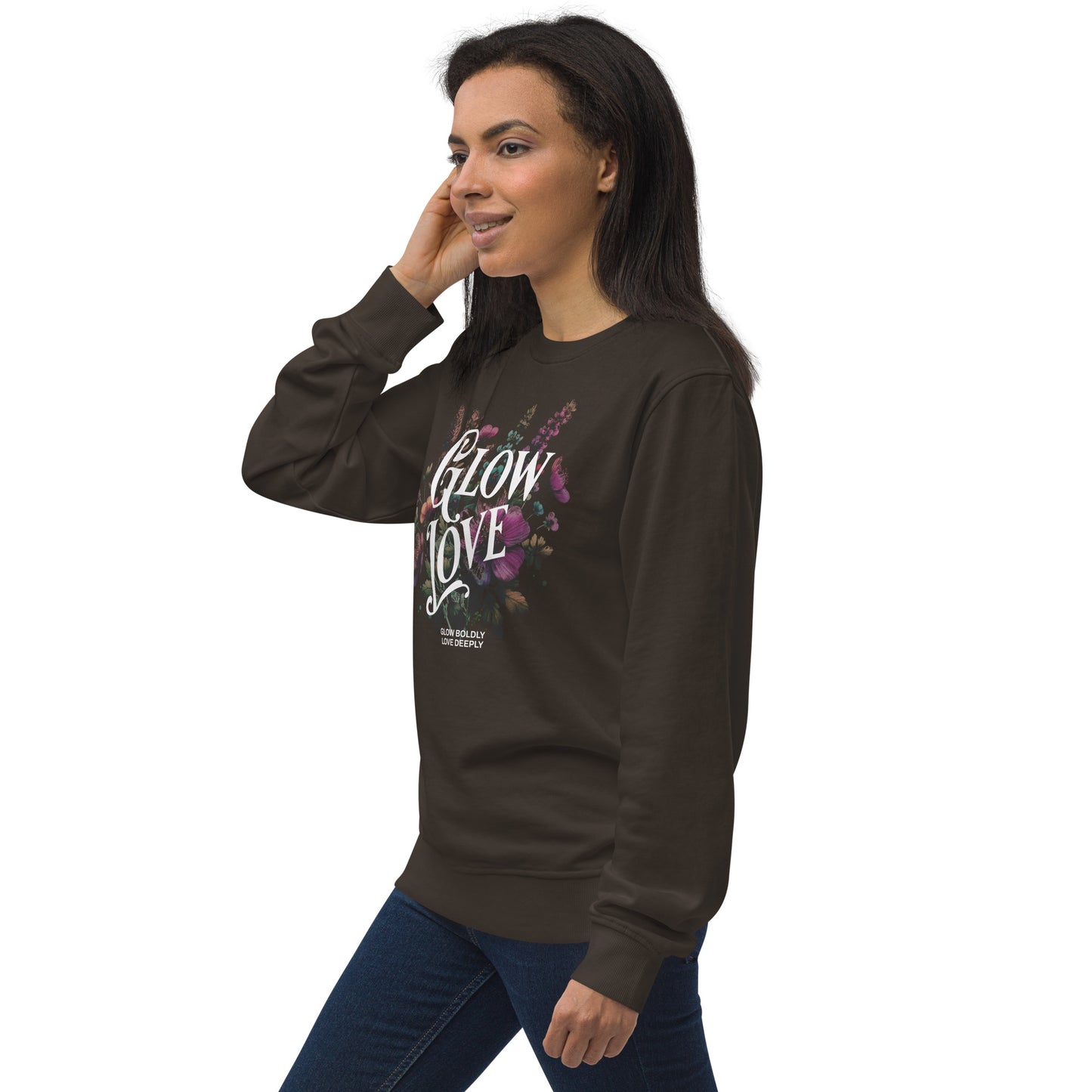 Unisex Organic Cotton Sweatshirt - Minimalist Eco-Friendly Sustainable 'Glow Love'