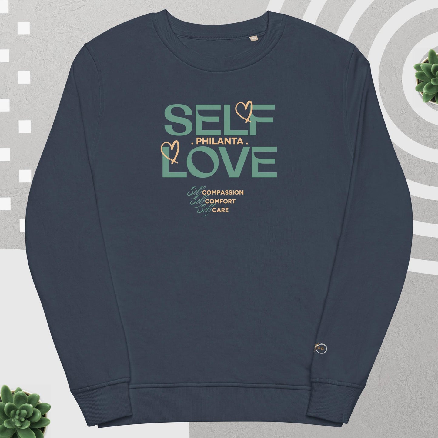 Unisex Organic Cotton Sweatshirt - Minimalist Eco-Friendly Sustainable Pullover 'Self Love'