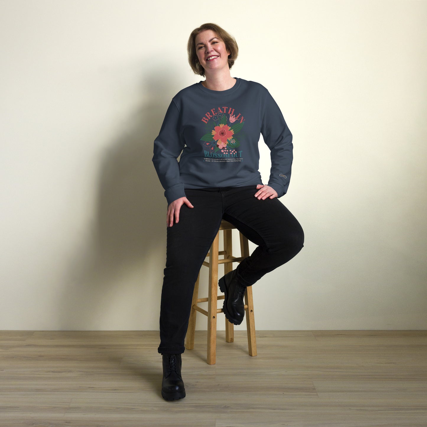 Unisex Organic Cotton Sweatshirt - Minimalist Eco-Friendly Sustainable Pullover  'Blossom Out'