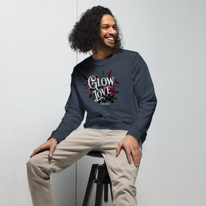 Unisex Organic Cotton Sweatshirt - Minimalist Eco-Friendly Sustainable 'Glow Love'