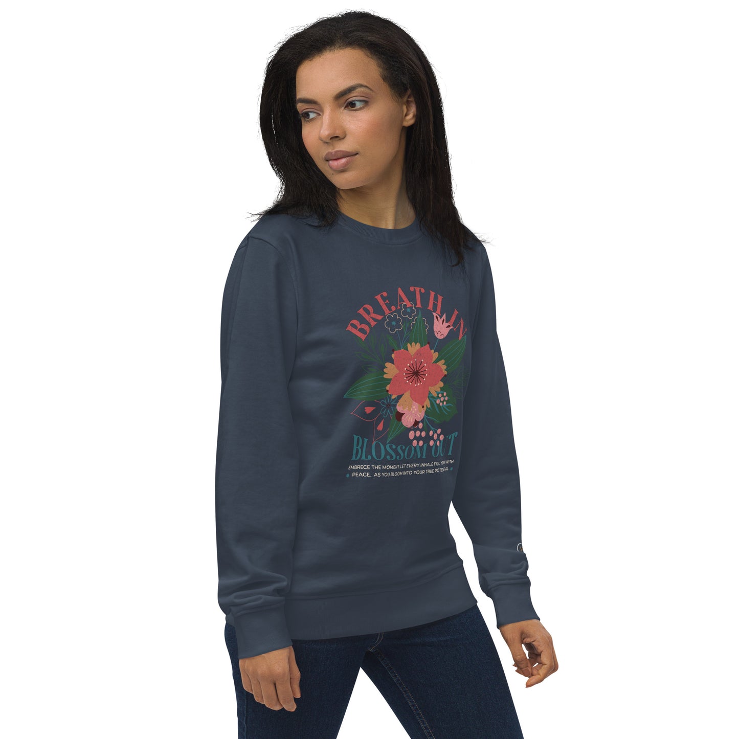 Unisex Organic Cotton Sweatshirt - Minimalist Eco-Friendly Sustainable Pullover  'Blossom Out'