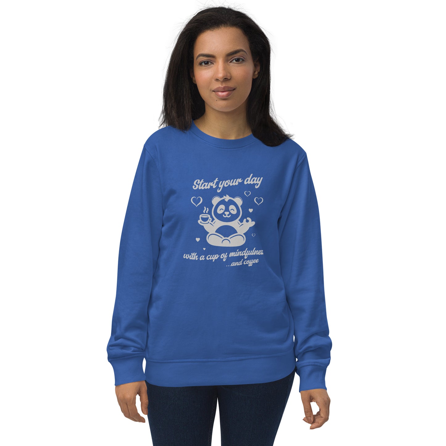 Unisex Organic Cotton Sweatshirt - Minimalist Eco-Friendly Sustainable 'A cup of Mindfulness'