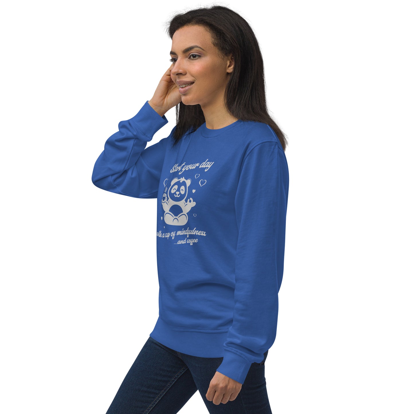 Unisex Organic Cotton Sweatshirt - Minimalist Eco-Friendly Sustainable 'A cup of Mindfulness'