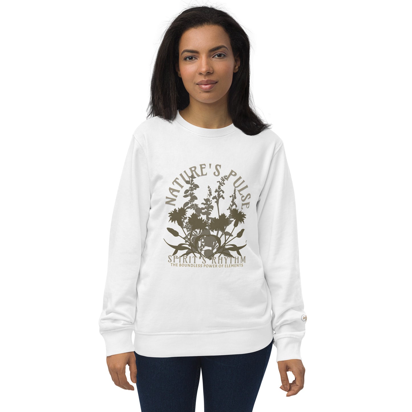 Unisex Organic Cotton Sweatshirt - Minimalist Eco-Friendly Sustainable Pullover 'Nature's Pulse'