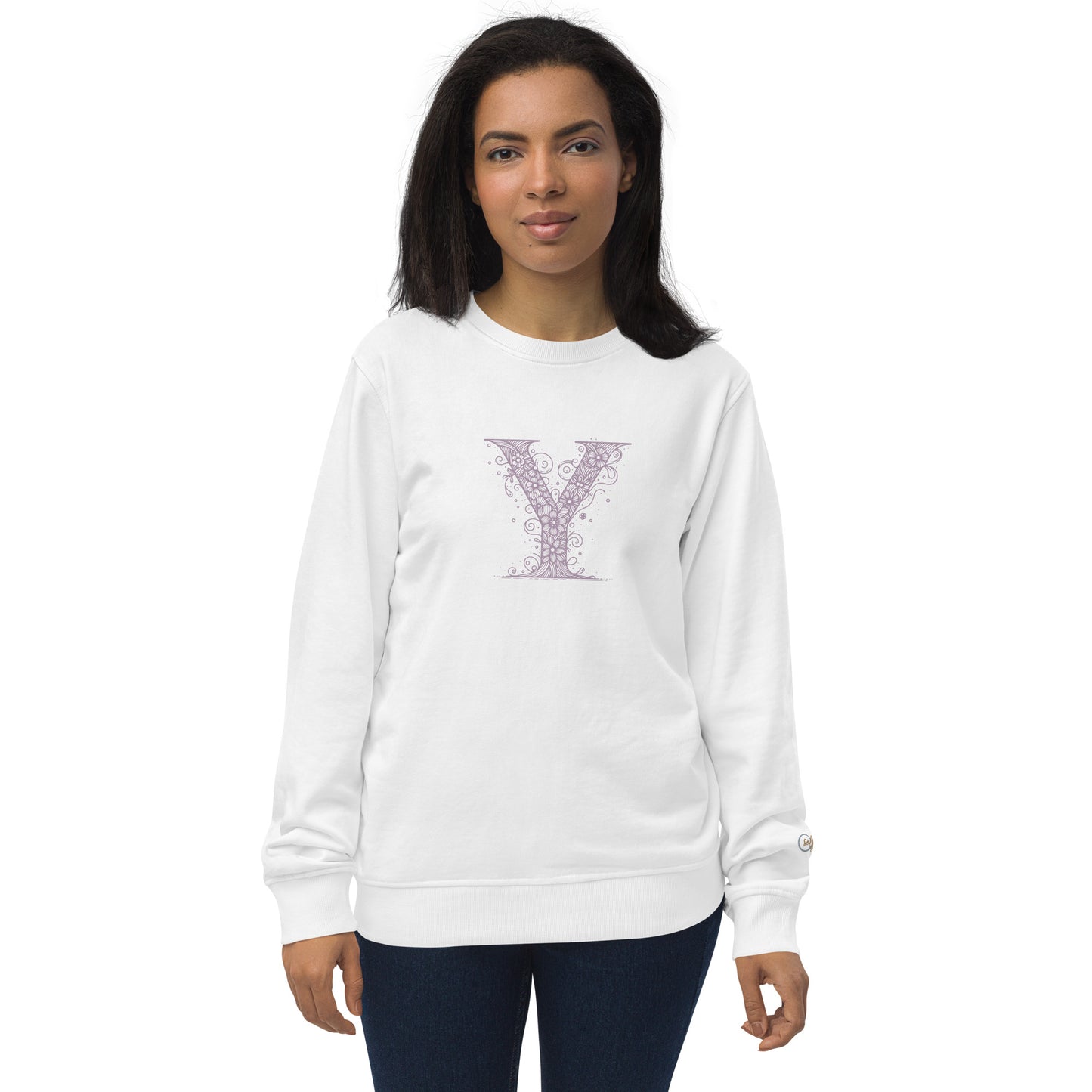 Unisex Organic Cotton Sweatshirt - Minimalist Eco-Friendly Sustainable 'Y is For Yoga'