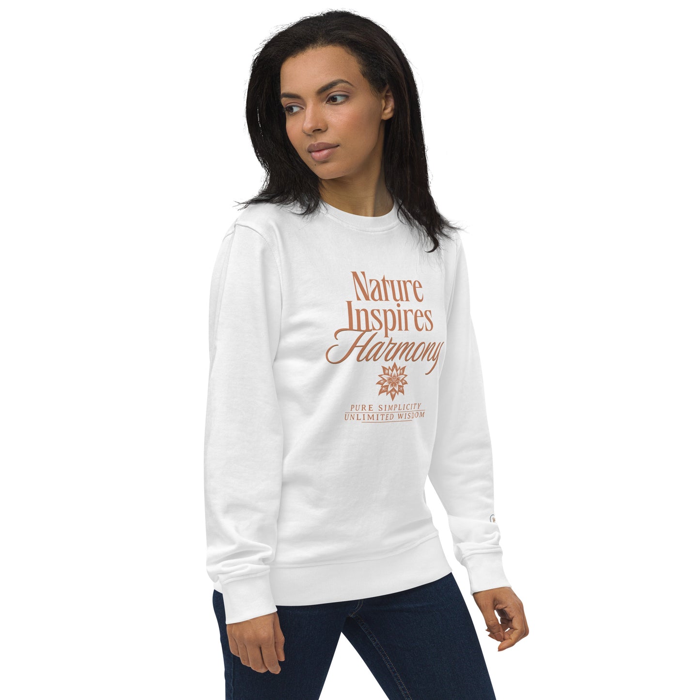 Unisex Organic Cotton Sweatshirt - Minimalist Eco-Friendly Sustainable 'Nature Inspires Harmony'