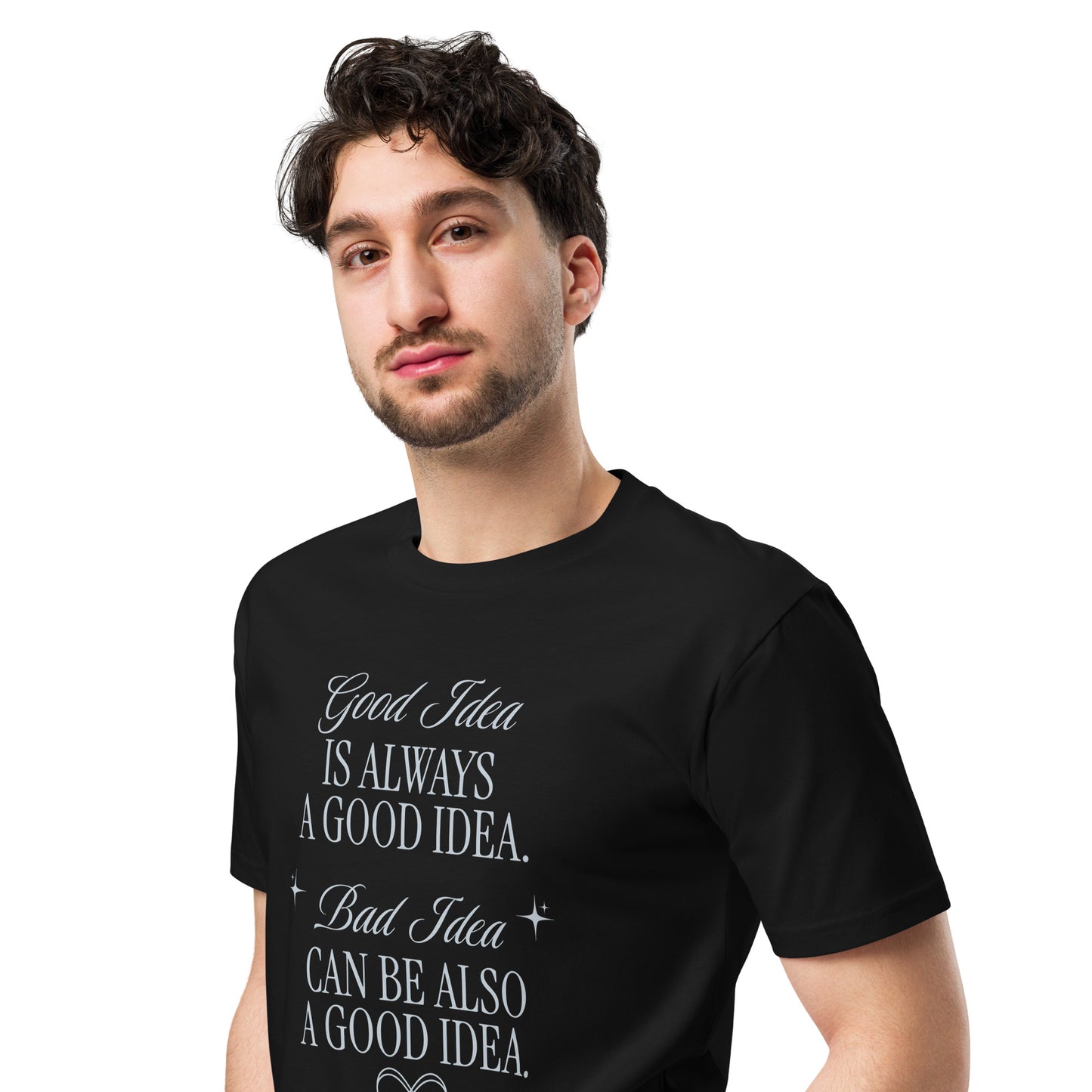 Unisex Organic Cotton T-Shirt - Eco-Friendly Minimalist Sustainable Tee 'Bad Idea is a Good Idea'