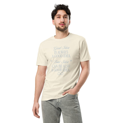 Unisex Organic Cotton T-Shirt - Eco-Friendly Minimalist Sustainable Tee 'Bad Idea is a Good Idea'