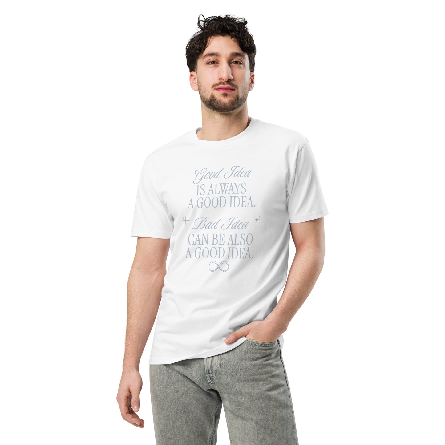 Unisex Organic Cotton T-Shirt - Eco-Friendly Minimalist Sustainable Tee 'Bad Idea is a Good Idea'