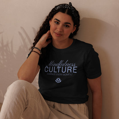 Eco-Friendly Unisex T-Shirt Made from 100% Recycled Materials Sustainable Tee 'Mindfulness Culture' Blue Print