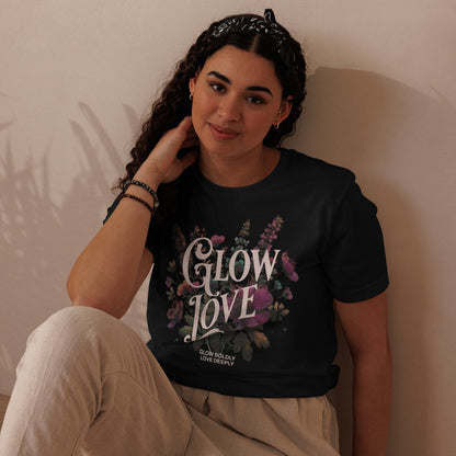 Eco-Friendly Unisex T-Shirt Made from 100% Recycled Materials Sustainable Tee 'Glow Love'