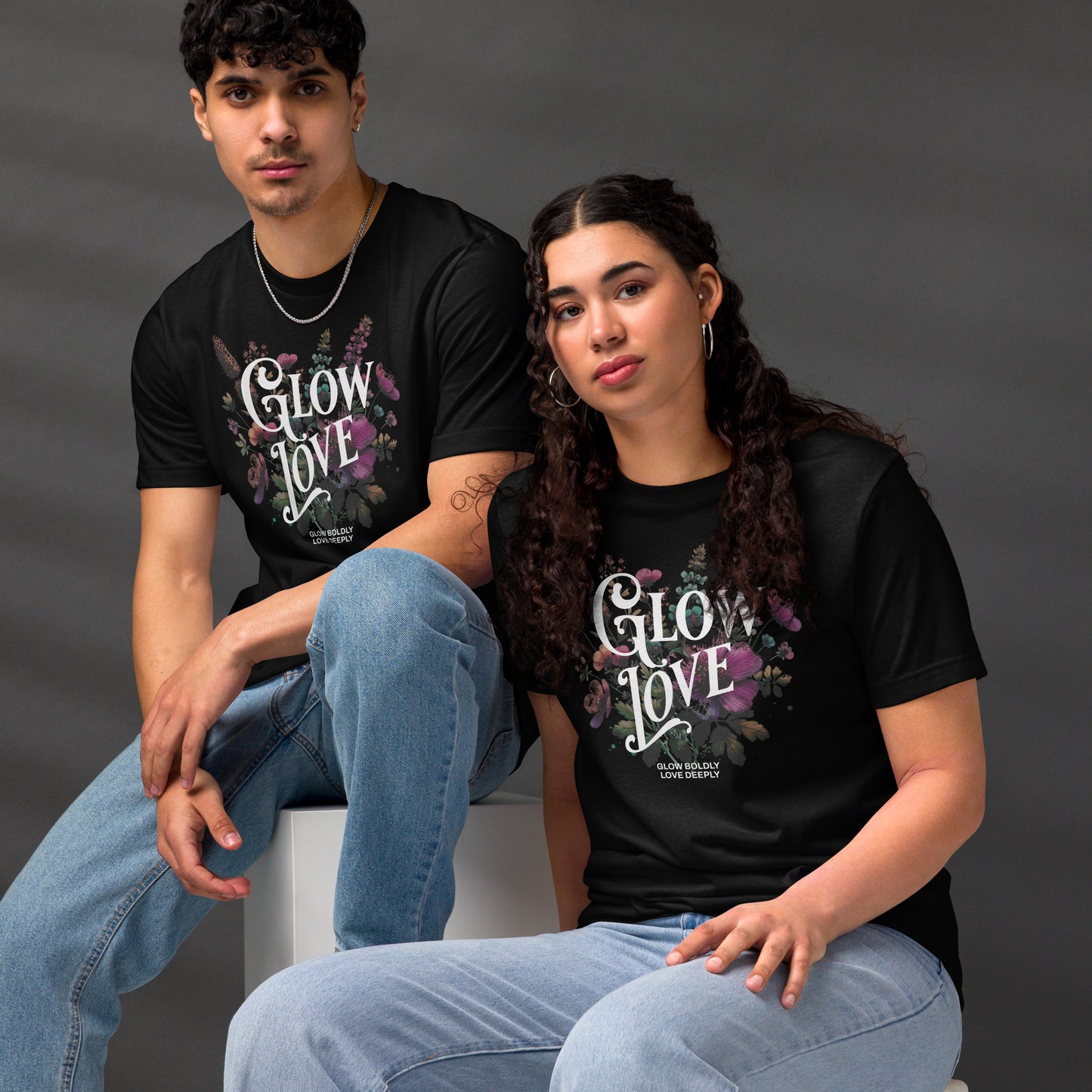 Eco-Friendly Unisex T-Shirt Made from 100% Recycled Materials Sustainable Tee 'Glow Love'