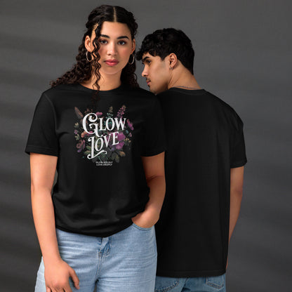 Eco-Friendly Unisex T-Shirt Made from 100% Recycled Materials Sustainable Tee 'Glow Love'