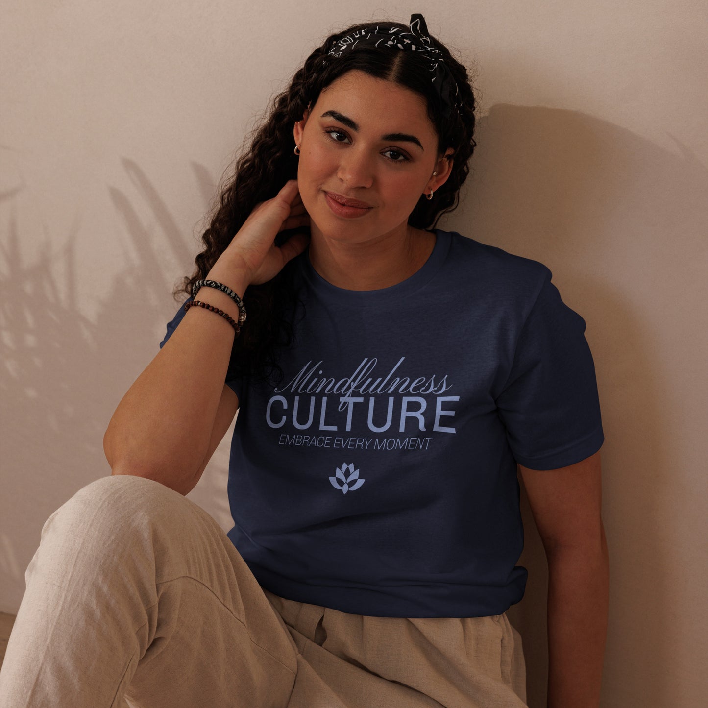 Eco-Friendly Unisex T-Shirt Made from 100% Recycled Materials Sustainable Tee 'Mindfulness Culture' Blue Print