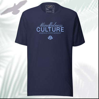 Eco-Friendly Unisex T-Shirt Made from 100% Recycled Materials Sustainable Tee 'Mindfulness Culture' Blue Print