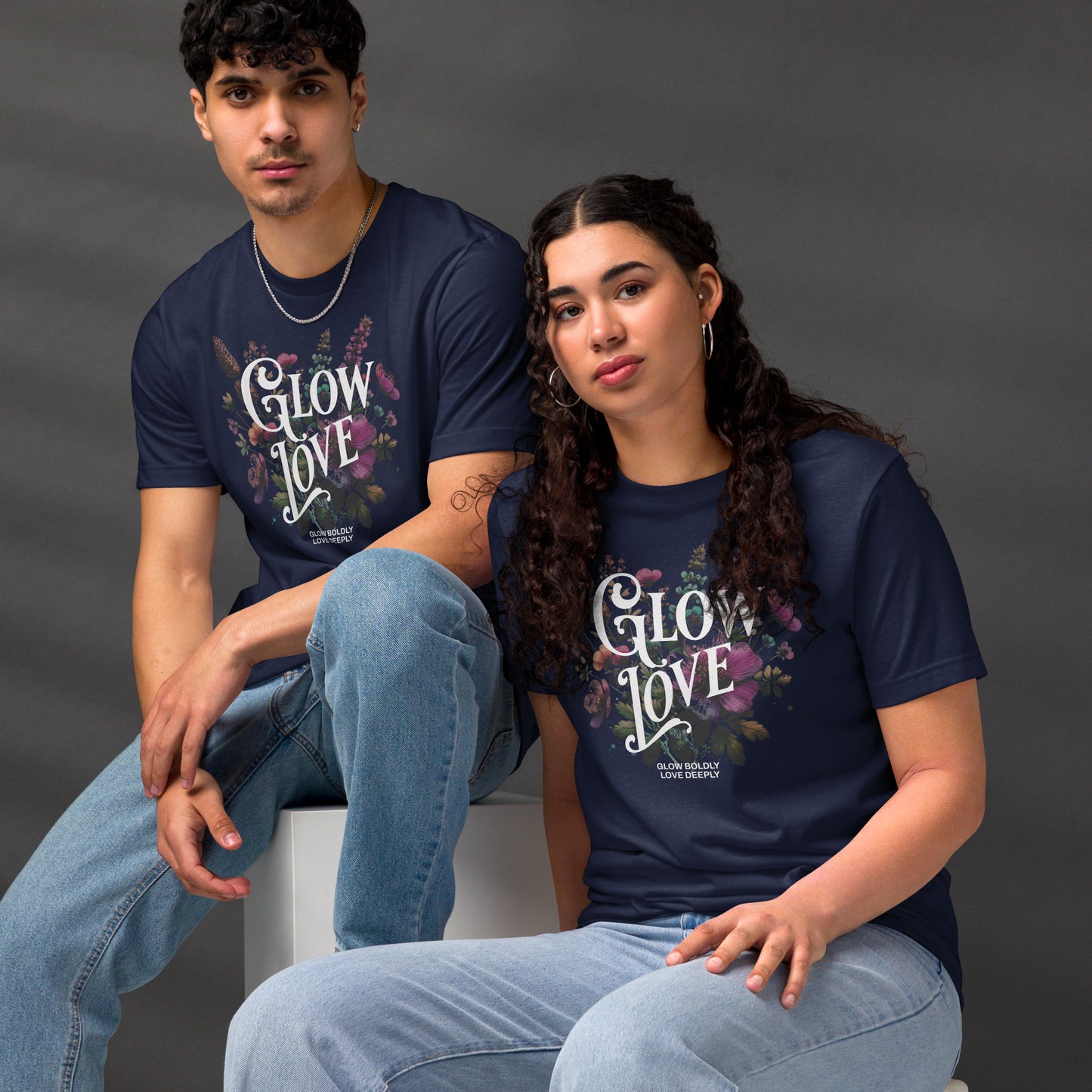 Eco-Friendly Unisex T-Shirt Made from 100% Recycled Materials Sustainable Tee 'Glow Love'