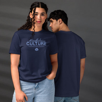 Eco-Friendly Unisex T-Shirt Made from 100% Recycled Materials Sustainable Tee 'Mindfulness Culture' Blue Print