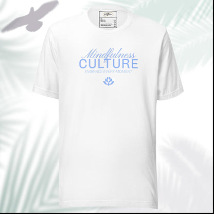 Eco-Friendly Unisex T-Shirt Made from 100% Recycled Materials Sustainable Tee 'Mindfulness Culture' Blue Print