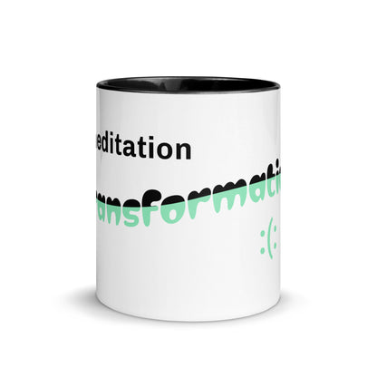 Colorful Inspirational Ceramic Mug with Inside Color 'Meditation - Transformation'