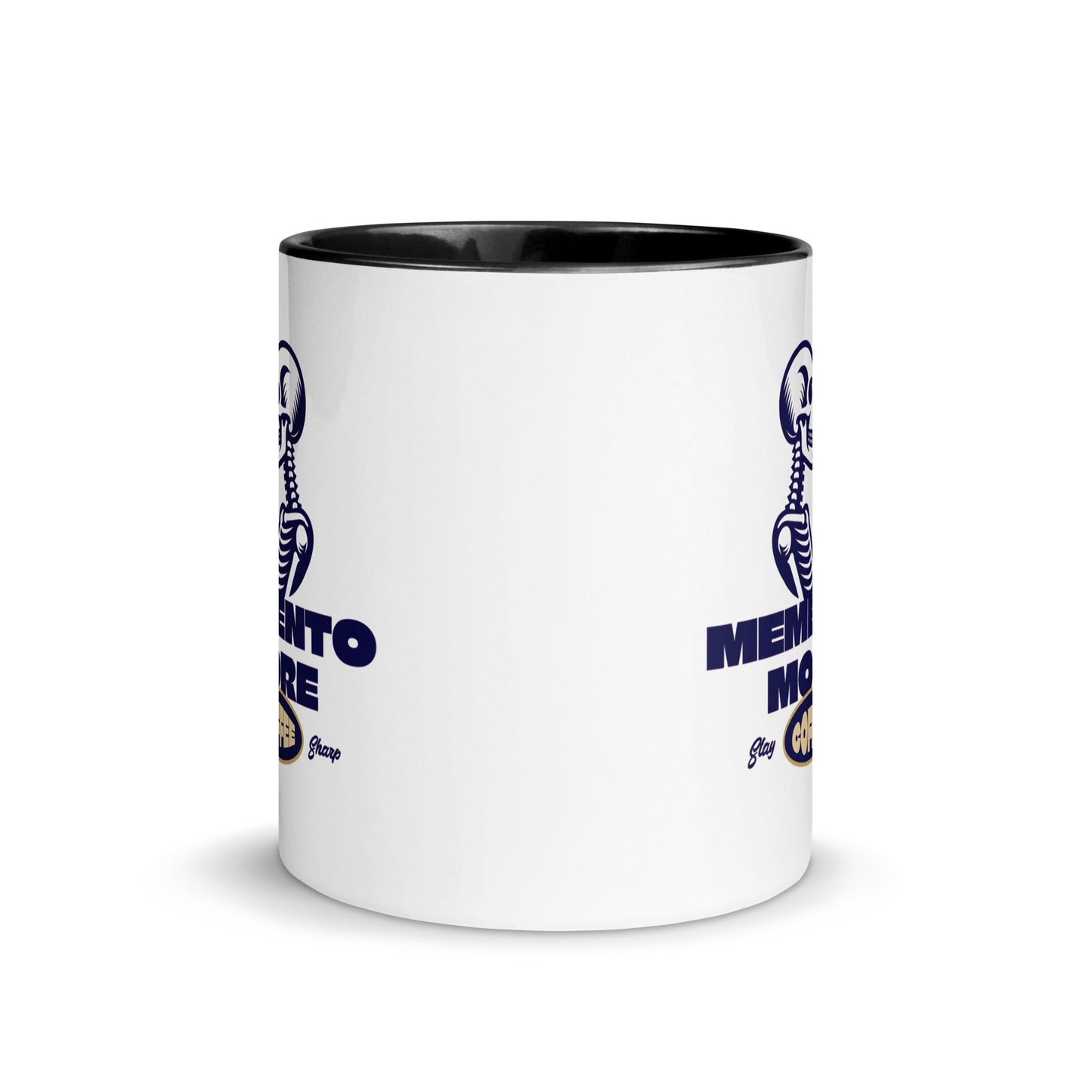 Colorful Inspirational Ceramic Mug with Inside Color 'Memento More Coffee'